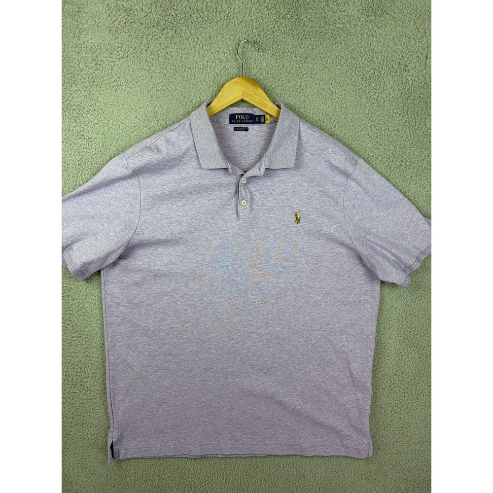 Polo Ralph Lauren Polo Shirt Mens XL Purple Classic Fit Short Sleeve Flesh Pony